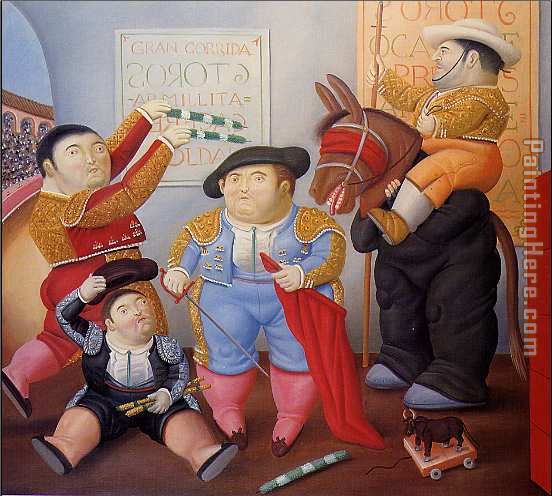 Cuadrilla de enanos toreros painting - Fernando Botero Cuadrilla de enanos toreros art painting